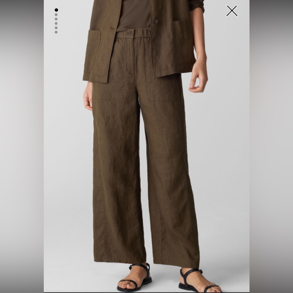 EILEEN FISHER Organic Wide Leg Linen Trouser Pants SIZE SP